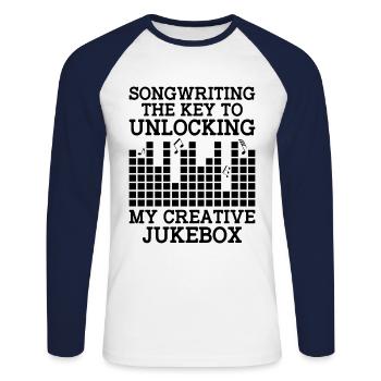 Musicien Auteur-compositeur Chanteur Musicien Musique Musique Pr - T-shirt baseball manches longues Homme - blanc/marine - Devant - Nik (191cm)