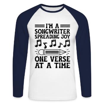 Musicien Auteur-compositeur Chanteur Musicien Musique Musique Pr - T-shirt baseball manches longues Homme - blanc/marine - Devant - Nik (191cm)