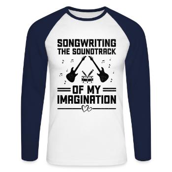 Musicien Auteur-compositeur Chanteur Musicien Musique Musique Pr - T-shirt baseball manches longues Homme - blanc/marine - Devant - Nik (191cm)