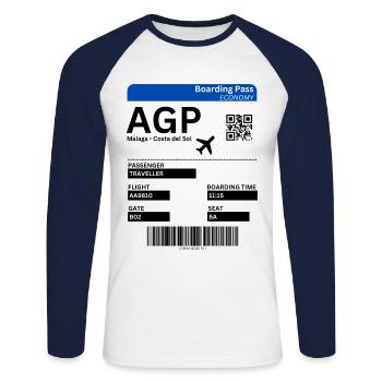 Málaga Flight Ticket Andalusia Spain Holidays Malaga - Unisex Long Sleeve Baseball T-Shirt - white/navy - Front - Nik (191cm)
