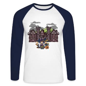 Sorcière médiévale Sorcières Halloween Sorcellerie Conte de fées - T-shirt baseball manches longues Homme - blanc/marine - Devant - Nik (191cm)