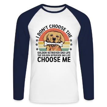 The Golden Retriever Dad Life Choose Me GR Dog - Unisex Long Sleeve Baseball T-Shirt - white/navy - Front - Nik (191cm)