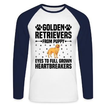 Golden Retrievers Des Yeux De Chiot À Adulte GR - T-shirt baseball manches longues Homme - blanc/marine - Devant - Nik (191cm)