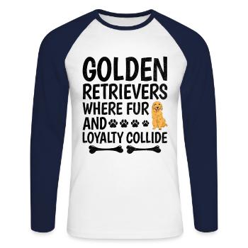 Golden Retrievers où la fourrure et la loyauté entrent en collision GR - T-shirt baseball manches longues Homme - blanc/marine - Devant - Nik (191cm)