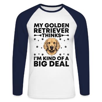 Mon Golden Retriever pense que je suis un gros problème - T-shirt baseball manches longues Homme - blanc/marine - Devant - Nik (191cm)