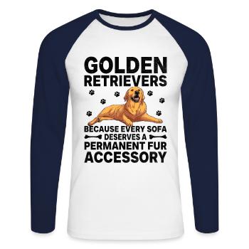 Golden Retrievers Parce que chaque canapé mérite un pe - T-shirt baseball manches longues Homme - blanc/marine - Devant - Nik (191cm)