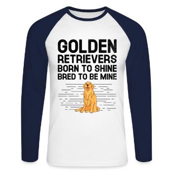 Golden Retrievers Born To Shine Bred To Be Mine GR - Unisex Long Sleeve Baseball T-Shirt - white/navy - Front - Nik (191cm)