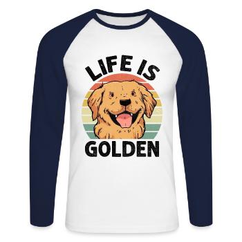 Das Leben ist Golden Retriever GR Hund Retriever - Unisex Baseballshirt langarm - Weiß/Navy - Vorne - Nik (191cm)