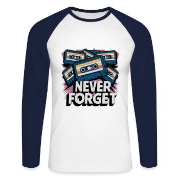 N’oubliez jamais les cassettes rétro - T-shirt baseball manches longues Homme - blanc/marine - Devant - Nik (191cm)