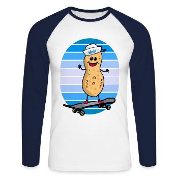 maritim Erdnuss Matrose Skater skaten Nuss Kind - Unisex Baseballshirt langarm - Weiß/Navy - Vorne - Nik (191cm)
