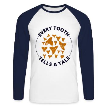 Haifischzähne Sammler Fossilienjagd Paläontologie - Unisex Baseballshirt langarm - Weiß/Navy - Vorne - Nik (191cm)