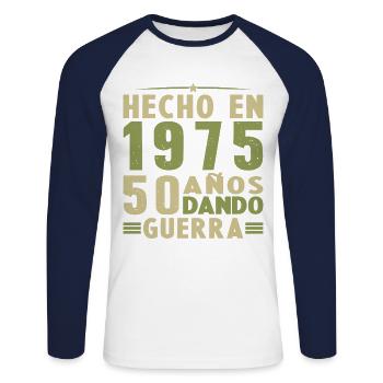 Hecho en 1975 50 Años Regalo de Cumpleaños - T-shirt baseball manches longues Homme - blanc/marine - Devant - Nik (191cm)