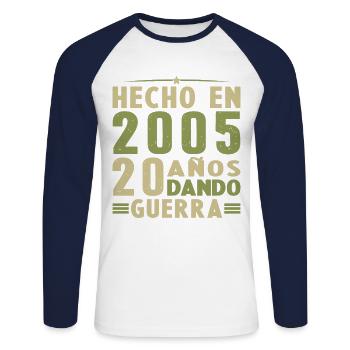 Hergestellt im Jahr 2005 Geburtstagsgeschenk - Unisex Baseballshirt langarm - Weiß/Navy - Vorne - Nik (191cm)