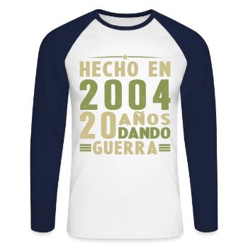 Made in 2004 20 Years Vintage Retro Birthday - Unisex Long Sleeve Baseball T-Shirt - white/navy - Front - Nik (191cm)