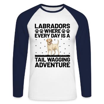 Labradors Where Every Day Is A Tail Wagging Advent - Unisex Long Sleeve Baseball T-Shirt - white/navy - Front - Nik (191cm)