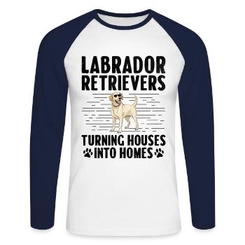 Labradors Retrievers Des Maisons En Foyers Laboratoire - T-shirt baseball manches longues Homme - blanc/marine - Devant - Nik (191cm)