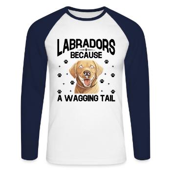 Labradors Because A Wagging Tail Never Lies Labrad - Unisex Long Sleeve Baseball T-Shirt - white/navy - Front - Nik (191cm)