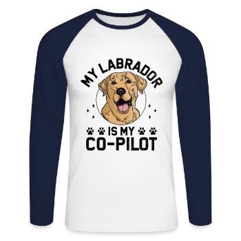 My Labrador Is My Co Pilot Lab Retriever Dog Retri - Unisex Long Sleeve Baseball T-Shirt - white/navy - Front - Nik (191cm)