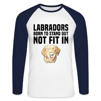 Labradors Born To Stand Out Not Fit In Labrador Re - Unisex Long Sleeve Baseball T-Shirt - white/navy - Front - Nik (191cm)