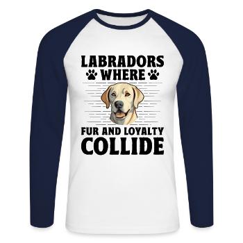 Labradors où la fourrure et la loyauté s’entrechoquent Labrador R - T-shirt baseball manches longues Homme - blanc/marine - Devant - Nik (191cm)