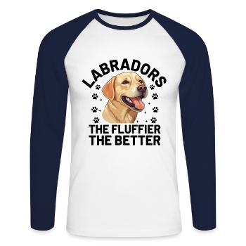 Labradors Le Fluffier Le Meilleur Labrador Retriev - T-shirt baseball manches longues Homme - blanc/marine - Devant - Nik (191cm)