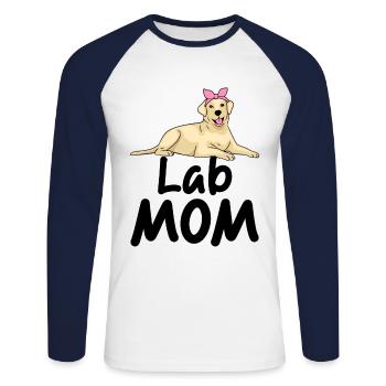 Lab Mom Labrador Retriever Labradors Dog Retriever - Unisex Long Sleeve Baseball T-Shirt - white/navy - Front - Nik (191cm)