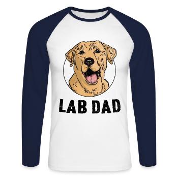 Lab Dad Labrador Retriever Labradors Dog Retriever - Unisex Long Sleeve Baseball T-Shirt - white/navy - Front - Nik (191cm)