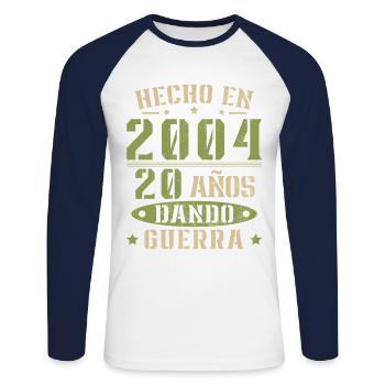 Made in 2004 20 Years Vintage Retro Birthday - Unisex Long Sleeve Baseball T-Shirt - white/navy - Front - Nik (191cm)