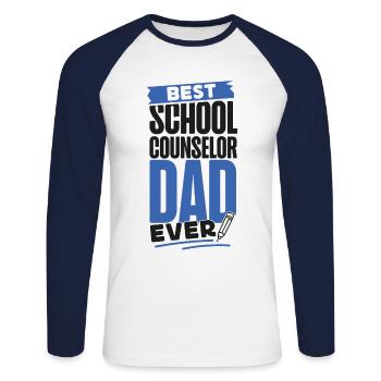Conseiller scolaire Papa Meilleure école - T-shirt baseball manches longues Homme - blanc/marine - Devant - Nik (191cm)