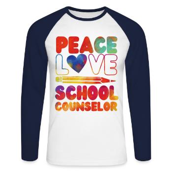 conseillère scolaire fille aquarelle - T-shirt baseball manches longues Homme - blanc/marine - Devant - Nik (191cm)