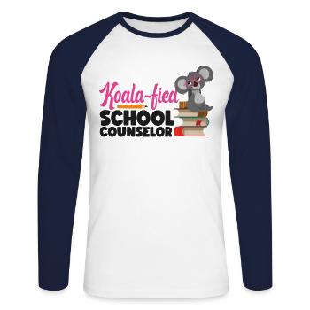 School Counselor Koala Koala-Fied - Unisex Baseballshirt langarm - Weiß/Navy - Vorne - Nik (191cm)