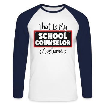 School Counselor Halloween That Is - Unisex Baseballshirt langarm - Weiß/Navy - Vorne - Nik (191cm)