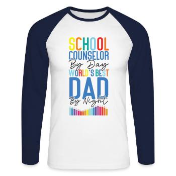 School Counselor Dad School - Unisex Long Sleeve Baseball T-Shirt - white/navy - Front - Nik (191cm)