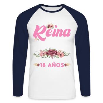 18 Jahre altes Geburtstagsgeschenk Frau Made in 2006 - Unisex Baseballshirt langarm - Weiß/Navy - Vorne - Nik (191cm)