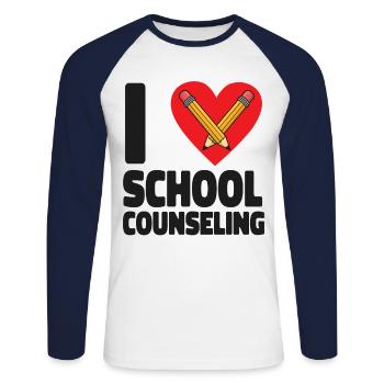 Conseiller scolaire Cœur I (Cœur) - T-shirt baseball manches longues Homme - blanc/marine - Devant - Nik (191cm)