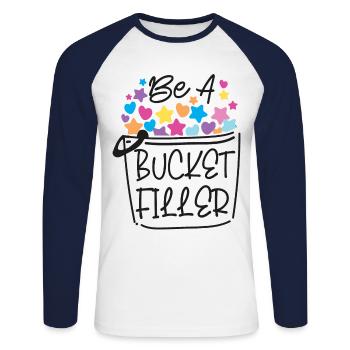 School Counselor Be A Bucket - Unisex Baseballshirt langarm - Weiß/Navy - Vorne - Nik (191cm)