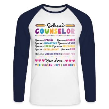 Conseiller scolaire Conseiller scolaire - T-shirt baseball manches longues Homme - blanc/marine - Devant - Nik (191cm)