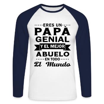 Papa cool et le meilleur grand-père du monde entier - T-shirt baseball manches longues Homme - blanc/marine - Devant - Nik (191cm)