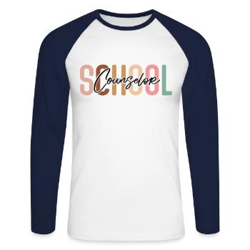 Conseiller scolaire Conseiller scolaire - T-shirt baseball manches longues Homme - blanc/marine - Devant - Nik (191cm)