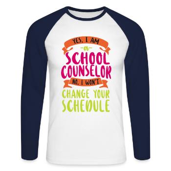 Conseiller scolaire Oui Je suis une école - T-shirt baseball manches longues Homme - blanc/marine - Devant - Nik (191cm)