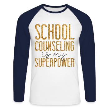School Counselor School Counseling - Unisex Long Sleeve Baseball T-Shirt - white/navy - Front - Nik (191cm)