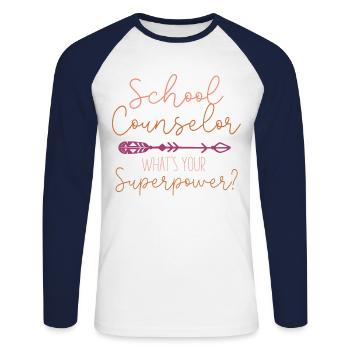 School Counselor I'm A School - Unisex Long Sleeve Baseball T-Shirt - white/navy - Front - Nik (191cm)