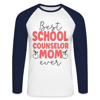 Conseillère scolaire Maman Meilleure école - T-shirt baseball manches longues Homme - blanc/marine - Devant - Nik (191cm)