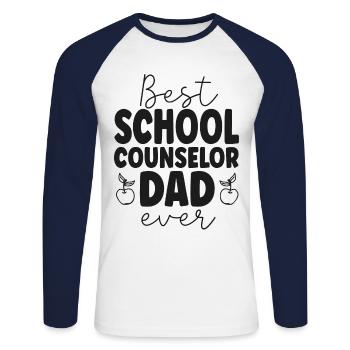 Conseiller scolaire Papa Meilleure école - T-shirt baseball manches longues Homme - blanc/marine - Devant - Nik (191cm)