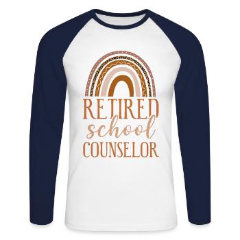 School Counselor Retired Rainbow - Unisex Baseballshirt langarm - Weiß/Navy - Vorne - Nik (191cm)