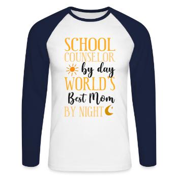 School Counselor Mom School - Unisex Long Sleeve Baseball T-Shirt - white/navy - Front - Nik (191cm)