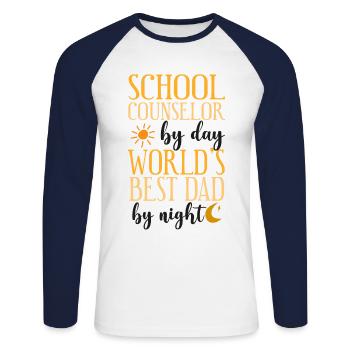 School Counselor Dad School - Unisex Long Sleeve Baseball T-Shirt - white/navy - Front - Nik (191cm)