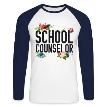 School Counselor Flower Floral - Unisex Baseballshirt langarm - Weiß/Navy - Vorne - Nik (191cm)