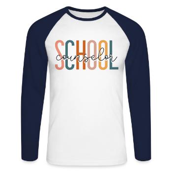 Conseiller scolaire Conseiller scolaire - T-shirt baseball manches longues Homme - blanc/marine - Devant - Nik (191cm)
