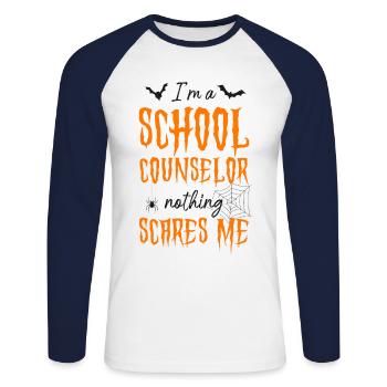 Conseillère scolaire Maman Halloween Je suis - T-shirt baseball manches longues Homme - blanc/marine - Devant - Nik (191cm)
